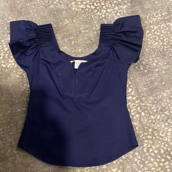 DIANE VON FÜRSTENBERG COTTON NAVY GORGEOUS TOP - Picture 13 of 13